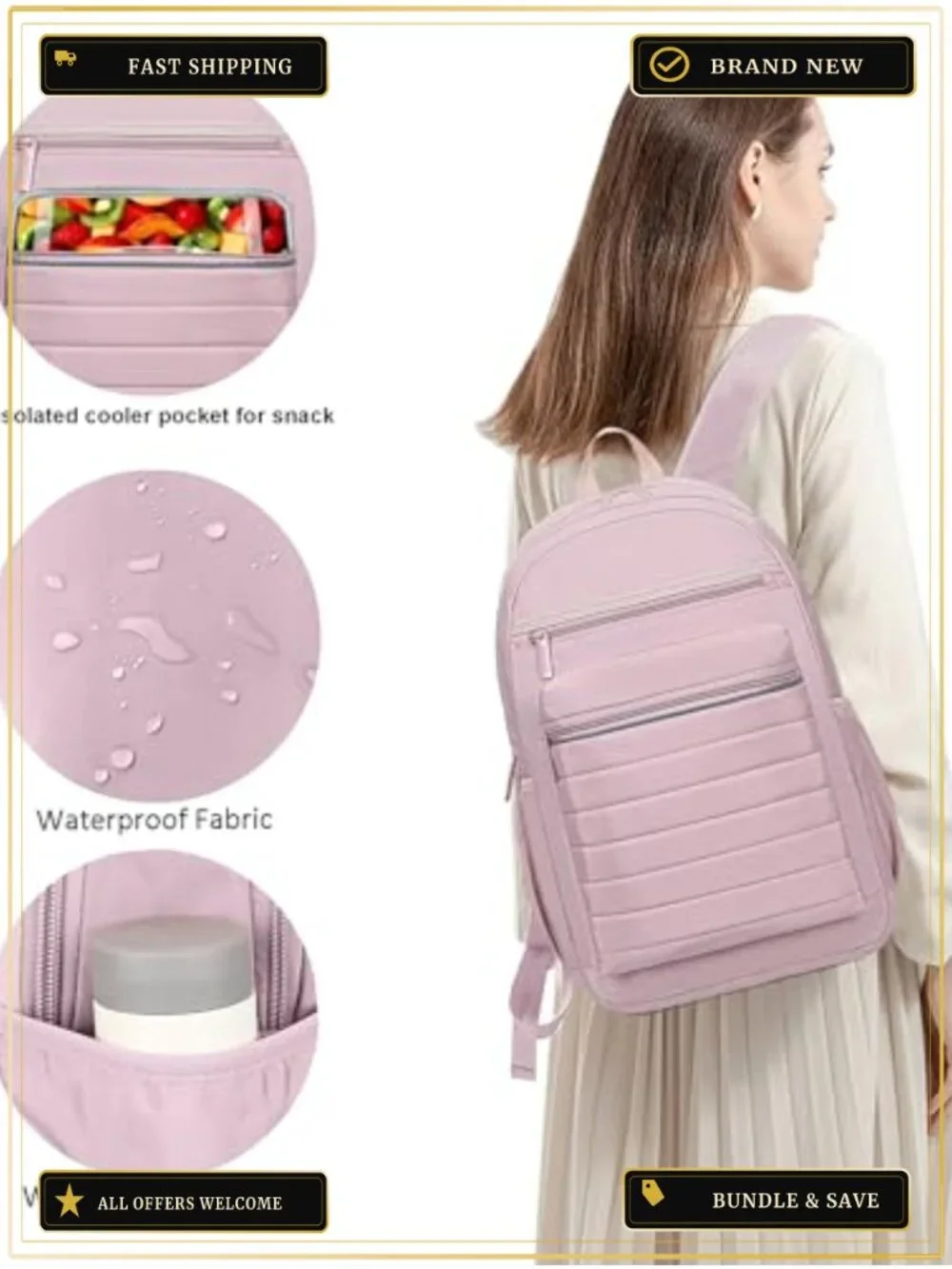 Travel Laptop Backpack for Women Water Resistant Anti-Theft 15.6 Inch